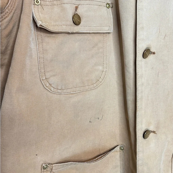 Vintage Carhartt Mens Utilitarian Chore Jacket Size L/XL Blanket Lined - Picture 5 of 15